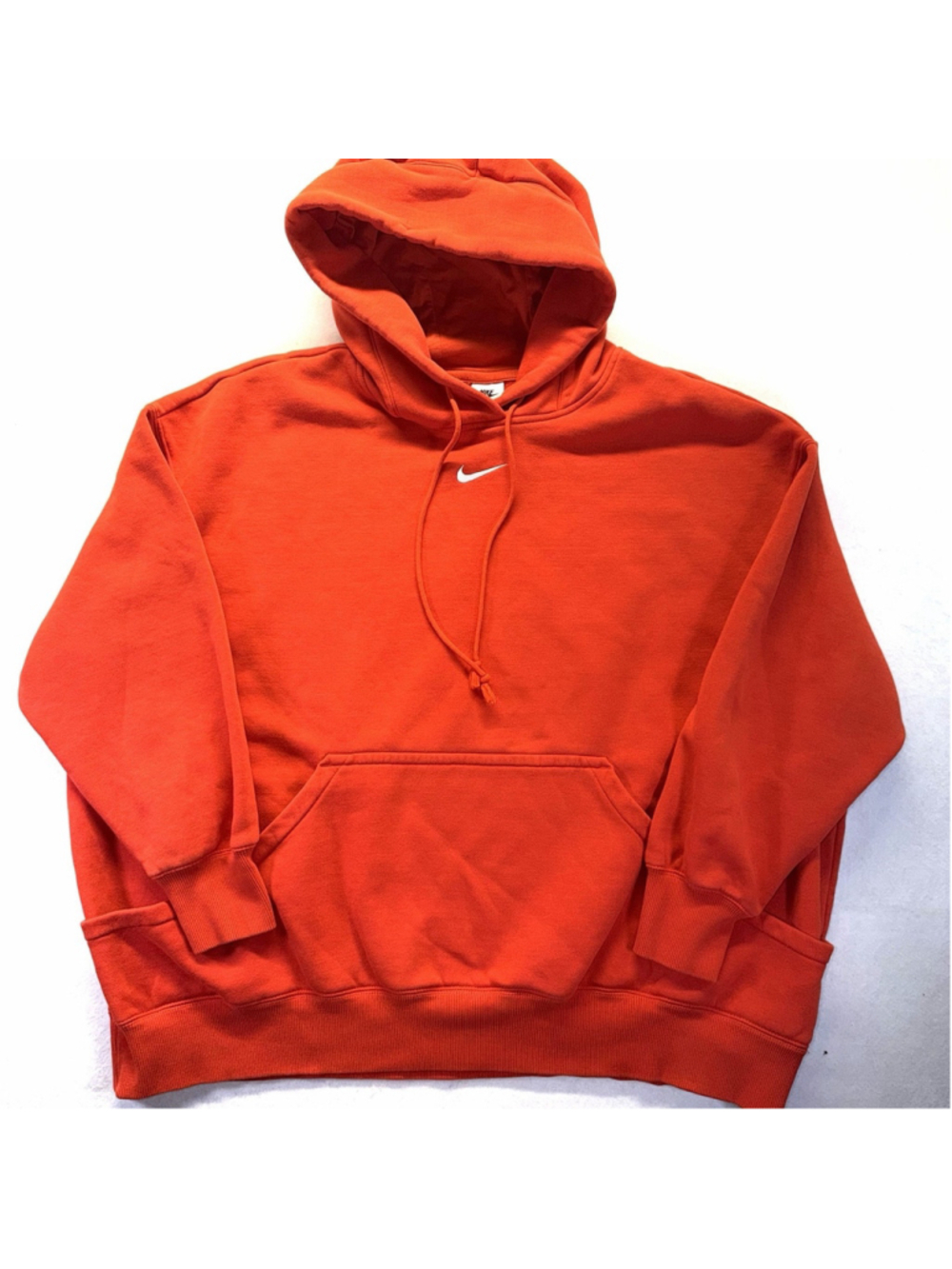 Nike Center Swoosh Hoodie Orange Pullover Sweatshirt Mens XXL Y2K Oversized Fit